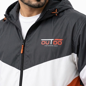 Veste coupe-vent à capuche pour homme, bleu, noir, gris, couleur contrastée, fermeture éclair, style sportif, veste coupe-vent d'automne, qualité supérieure - Product Image 5