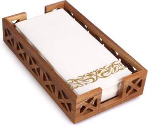 Porte-serviettes en bois d'acacia pour salle de bain, support en bois pour serviettes d'invités pour table à manger, décoration de cuisine, style rustique, ferme, moderne - Product Image 1