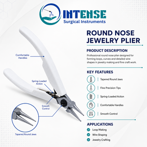 Pince à bec rond professionnel pour bijoux, outil de précision pour la création de boucles et le façonnage de fils, avec poignée ergonomique à ressort - Product Image 3