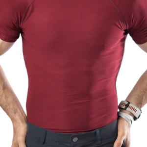 Custom <b>Burgundy</b> <b>Men's</b> Knitted Compression <b>Shirt</b> Quick Dry Eco-Friendly Gym Workout Running Fitness Athletic Short Sleeve - Product Image 6