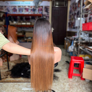 Pelucas de Cabello Humano Vietnamita Virgen de Moda, Lisas y Rectas, con Frente de Encaje Transparente, Sin Pegamento, Color Personalizado - Product Image 5