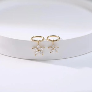 Flower Diamond <b>Hoop</b> Charm Marquise Shape <b>Earring</b> 925 Sterling <b>Silver</b> Customized Diamond <b>Earring</b> & Other Diamond Jewellery - Product Image 3