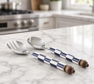 Ensemble de service à salade élégant : Cuillère et fourchette de table pour mariages, anniversaires, cadeaux de pendaison de crémaillère et collections de cadeaux de fêtes - Product Image 1