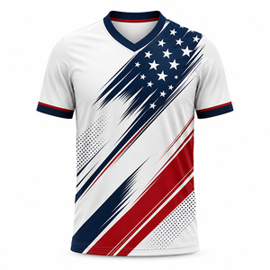 Camiseta de Fútbol Sublimada con la Bandera de EE. UU. Personalizada para Hombre, de Secado Rápido, Absorbe la Humedad, Poliéster, Patriótica, Deportiva, Venta al Por Mayor para Equipos - Product Image 3