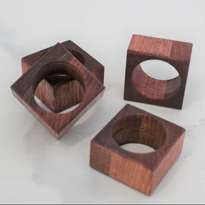 <b>Hand</b> Crafted Square Wood Napkin <b>Holders</b>, Napkin <b>Rings</b>, Wooden Napkin <b>Holder</b>, Napkin Cuffs, Rustic Napkin <b>Rings</b>, Natural Napkin - Product Image 1