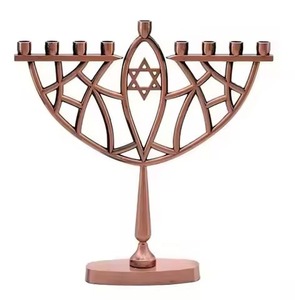 Vintage Metal 5 Arms Menorah Candle Holder <b>Decorative</b> Candelabra <b>Table</b> Centerpiece Classic <b>Decor</b> - Product Image 5