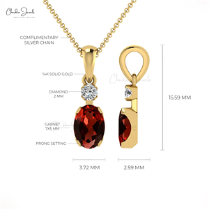จี้พลอยโกเมนธรรมชาติจากโมซัมบิก ทองคำแท้ 14k ประดับเพชร จี้ห้อยคอ สร้อยคอ ขายส่งจากอินเดีย - Product Image 3