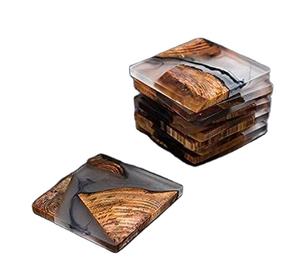 Craftsy Home Ensemble de sous-verres en résine époxy de qualité BLEND avec effet océan Dessous de verre ronds carrés décoratifs en résine époxy - Product Image 1