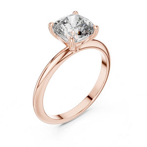 Bague de fiançailles en or rose 14 carats avec diamant de laboratoire taille coussin carré pour femme |   Nouveau diamant cultivé - Product Image 4