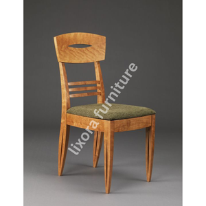 Luxury Handcrafted Solid Wood Dining Chair Modern Minimalist Cutout <b>Back</b> Green Upholstered Seat - Product Image 5