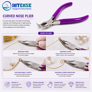 Alicates Profesionales de Punta Curva para Joyería, Acero Inoxidable, Herramienta Manual para Doblar Alambre y Hacer Abalorios - Product Image 3