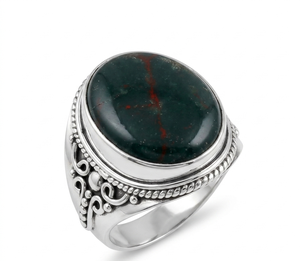 Natural Bloodstone Oval <b>Ring</b> 925 Sterling Silver Rose Gold Yellow Gold Plated Vintage Handmade Statement Jewelry <b>for</b> Unisex <b>Men</b> - Product Image 1