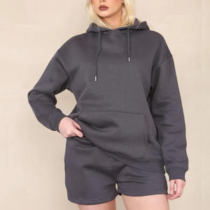 Ensemble deux pièces pour femme : sweat à capuche et short, personnalisable avec impression de marque, étiquette sur mesure, pour la gym, la détente ou la maison, OEM ODM, vente en gros - Product Image 2