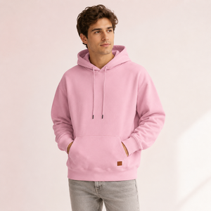 Sweat-shirt à capuche unisexe en tricot tie-dye rose pastel, manches longues, décontracté, doux, chaud, coupe ample, poche kangourou, hiver - Product Image 5