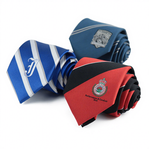 Corbata de poliéster Jacquard Logotipo personalizado Negocios de lujo Formal Beige Color rojo Moda tejida Empresa Raya Hombres Corbata - Product Image 3