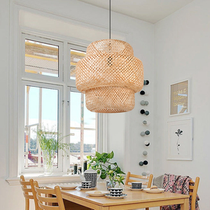 Wholesale Handcrafted Bamboo Lattice Pendant Lampshade Woven Ceiling <b>Light</b> Casting Decorative Patterns for Home Decor OEM ODM - Product Image 1