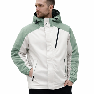 เสื้อแจ็คเก็ตกันลมกันน้ำมีฮู้ดสำหรับผู้ชาย น้ำหนักเบา เหมาะสำหรับกิจกรรมกลางแจ้ง  รับออกแบบตามสั่ง ซิปหน้า  ผู้ผลิต OEM ขายส่ง - Product Image 1