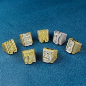 Custom Letter Logo Iced Out Vvs <strong>Moissanite</strong> Hip Hop <strong>Ring</strong> Pass Diamond Test 925 Silver 18K Rose Gold Plated Fine Jewelry <strong>Rings</strong> <strong>Men</strong> - Product Image 1