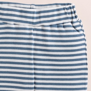 Premium Quality Organic Bamboo Elastane Drawstring Leggings Teal Stripe - Product Image 2
