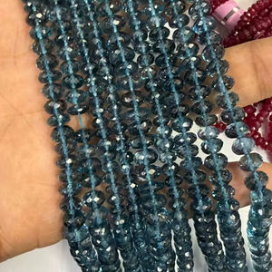 Perles facettées en topaze bleue naturelle de Londres 5x6 mm, pierre précieuse, 8 pouces, topaze bleue, pierre de naissance de décembre, pour la fabrication de bijoux et artisanat - Product Image 1