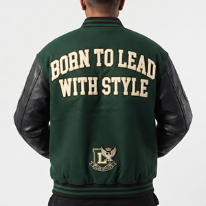 <b>Men</b> 100% Wool Blend Varsity <b>Jackets</b> Custom Embroidery Patches <b>Leather</b> Sleeve Varsity <b>Jackets</b> <b>Men's</b> Street Fashion Varsity Coat - Product Image 2