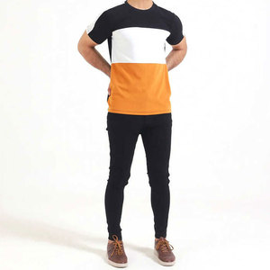 <b>Men's</b> 100% Cotton Blank O-Neck Short Sleeve Knitted Casual Regular Fit T-Shirt Black White Orange - Product Image 3