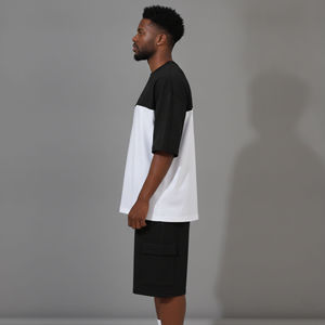 Streetwear 2026 New Arrived Summer Casual Wear Custom DTF Printed logo 100% Cotton 2 tone Breathable Hip Hop Men's 2-Piece <b>Set</b> - Product Image 6