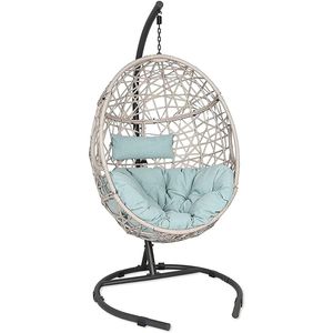 Sedia a dondolo in vimini per interni/esterni con cuscino sedia a dondolo con sedia a forma di uovo da giardino con sedia elegante per uso domestico o in ufficio - Product Image 1