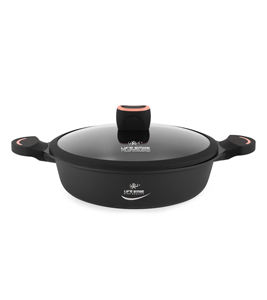 Casserole peu profonde antiadhésive premium avec revêtement en titane, couvercle en verre à bords en silicone et base à induction - Product Image 1