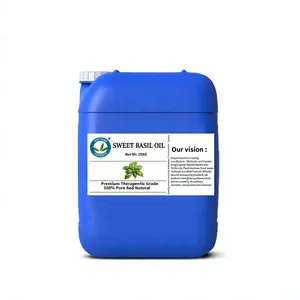 ISO Certified 5 KG Sweet Basil <b>Essential</b> <b>Oil</b> Natural Pure Ocimum Basilicum Herbal <b>Oil</b> - For Skincare & Hair Growth - From India - Product Image 1