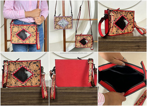 Bolso Bandolera Pequeño de Cuero Genuino Estilo Occidental de Lujo, Hecho a Mano, para Mujer, de Piel de Vaca Natural, Cuadrado, con Correa de Muñeca - Product Image 3