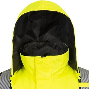 Hi Vis Safety Bomber para hombres impermeable, reflectante ANSI Clase 3 Chaqueta de lluvia de invierno con rompevientos con capucha desmontable - Product Image 3