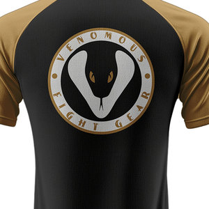 T-shirt en toile à col en V et manches raglan Venomous, 100% coton 220g, imprimé logo serpent noir, séchage rapide, coupe sportive, homme femme, taille standard - Product Image 6