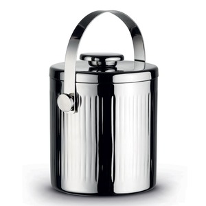 Metal Ice <b>Bucket</b> Premium Serving Showcase Modern Stainless Steel Ice <b>Bucket</b> <b>With</b> Handle And <b>Lid</b> Round Design For Party Use Rust - Product Image 1