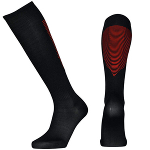 Chaussettes de compression hautes noires à motif géométrique orange, respirantes, en Spandex et Polyester, pour la course et le sport, pour adultes, été - Product Image 2