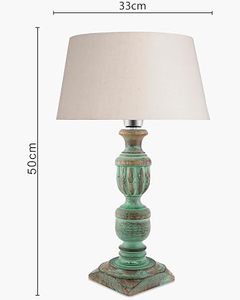 Vintage Wooden <b>Table</b> Lamp Distressed <b>Green</b> Accent Floor Lamp Farmhouse <b>Bedside</b> Reading Light for Living Room - Product Image 2