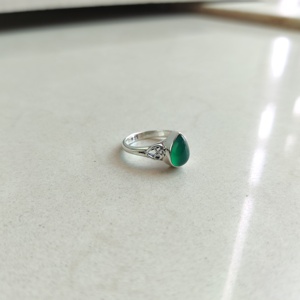 Bague en onyx vert naturel, argent sterling 925, faite à la main, cabochon en forme de larme, pierre précieuse verte, pour femmes, bijoux en gros - Product Image 3