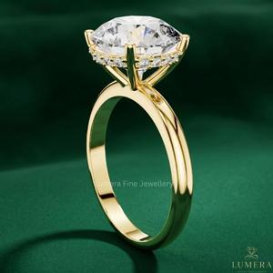Bague solitaire en diamant de laboratoire taille brillant plaqué or 18 carats de luxe pour femme |   Bague de fiançailles classique certifiée IGI LUMERA FINE - Product Image 3
