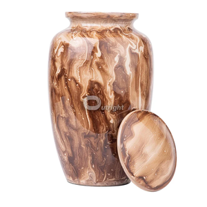 Earth Tone Marble Style Cremation Urn Aluminium <b>Memorial</b> <b>Keepsake</b> Vessel Tabletop Decor - Product Image 2