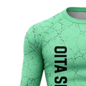 Mint Green Long Sleeve Compression <b>Shirt</b> Crackle Print Athletic Training Gym Workout Breathable Sublimated Performance Sports - Product Image 3