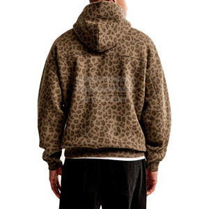 Sudadera con capucha y cremallera de corte holgado y peso pesado con estampado de leopardo y guepardo desgastado, personalizada para hombre - Fabricante - Product Image 3