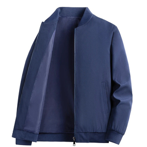Chaqueta Bomber de PU Gris Claro para Hombre, Corte Regular, Cierre de Cremallera, Cuello Camisero, Color Sólido, Estilo Casual, Ropa de Otoño - Product Image 5