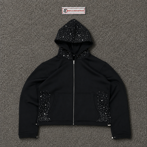 <b>Black</b> Rhinestone Zip Up <b>Hoodie</b> Oversized Streetwear Hooded Sweatshirt Custom Sparkle Full <b>Zipper</b> Fashion Casual <b>Hoodie</b> Styles - Product Image 5
