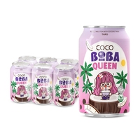 Thé au lait végétalien tendance chaude-Coco BOBA Queen Thé au lait 330ML Peut Végétarien Bubble Tea Boissons Sucre Brun, Taro, Saveur Matcha