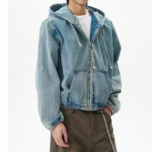 Sweat-shirt à capuche oversize en denim de qualité supérieure pour homme, bleu délavé, avec broderie personnalisée, poche kangourou, hiver, 100% coton - Product Image 5