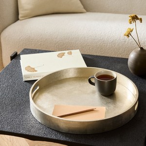 Bandeja circular grande lacada en oro, bandejas decorativas para servir alimentos, accesorios para el hogar, utensilios de cocina hechos en Vietnam. - Product Image 5