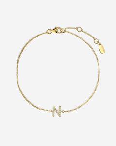 Diamond Initial <b>Bracelet</b> Custom Letter Alphabet Curb Chain <b>Bracelets</b> 14K 18K <b>Solid</b> Gold Pave Set Minimalist Solitaire Wholesale - Product Image 1