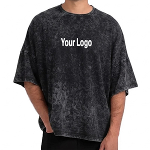 Camisetas de Hombre de Algodón Grueso, Lavado Ácido, Corte Holgado, Hombros Caídos, Estilo Urbano, Tallas Grandes, Calidad Premium y Transpirables - Product Image 1