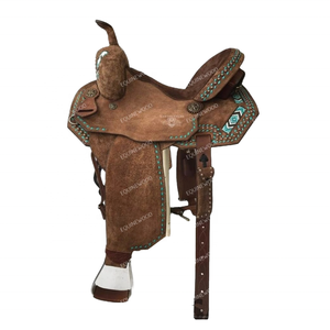 Selle de course à barils en cuir occidental de qualité supérieure, fabriquée à la main et légère pour une performance de rodéo confortable - Product Image 1