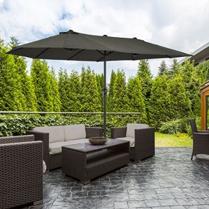 Ombrellone da Esterno a Doppia Faccia da 4,5m Extra Large Grigio con Manovella per Terrazzo, Prato, Giardino, Piscina, Palestra - Parasole da Giardino 2,7m - Product Image 2